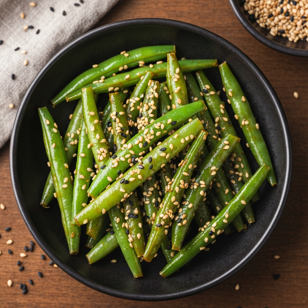 Susamlı ve Soya Soslu Japon Usulü Fasulye