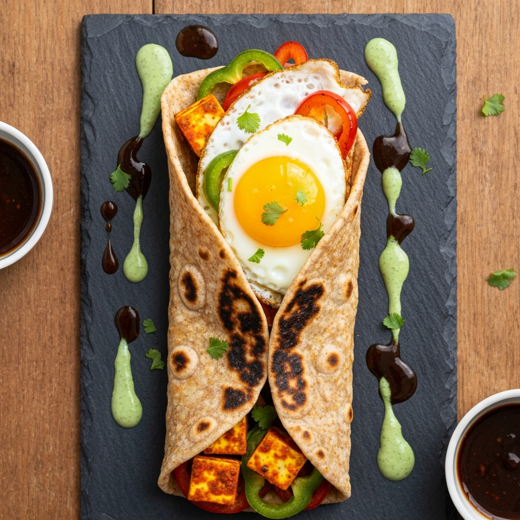 Paneer Tikka Roll ve Yumurta İlavesi