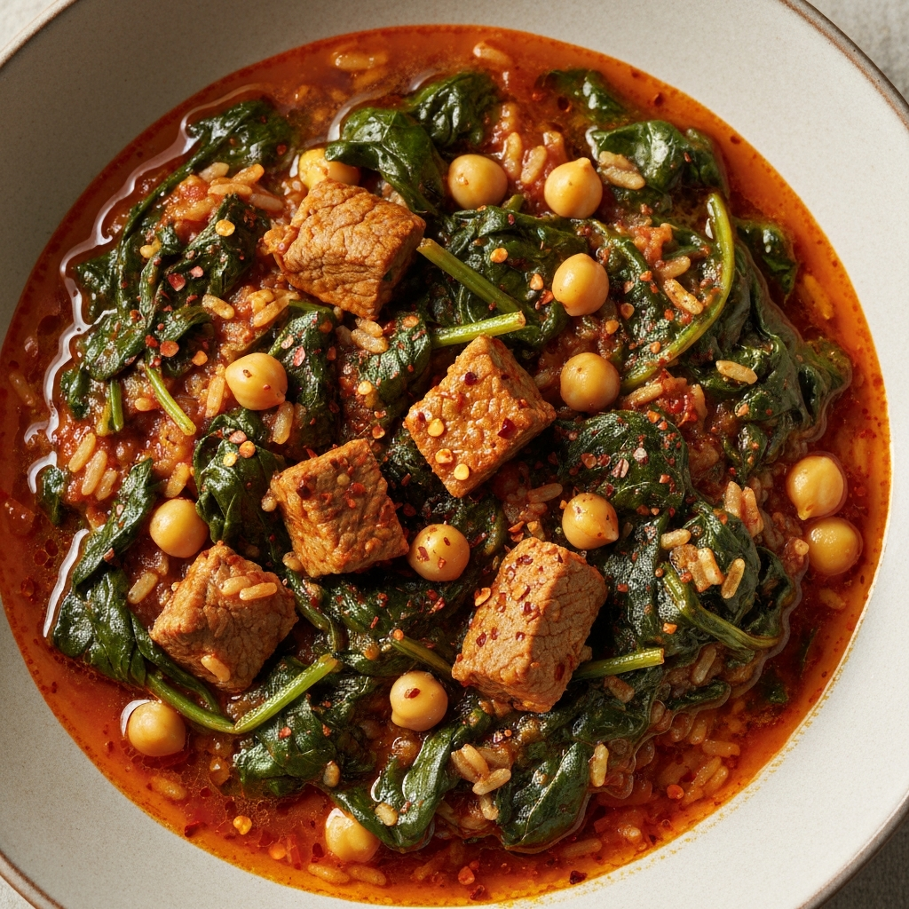 Etli Nohutlu Ispanak Yemeği