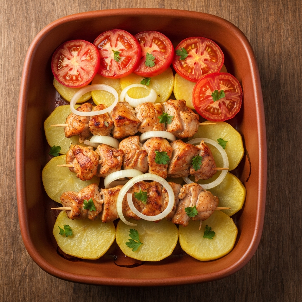 Tavuklu Püreli Tepsi Kebabı