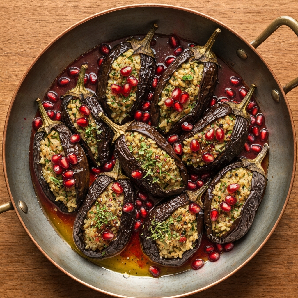 Narlı Ekşili Kuru Patlıcan Dolma
