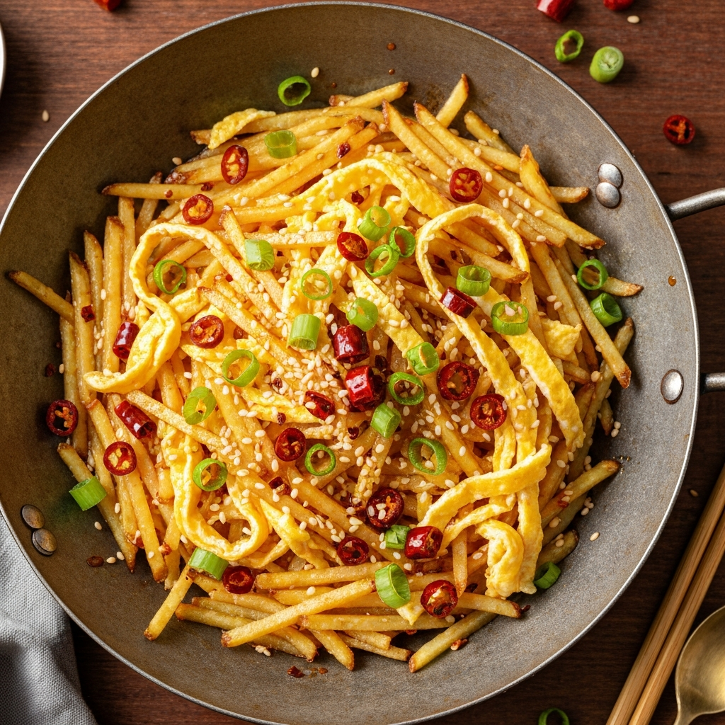 Yumurtalı Sıcak ve Ekşi Patates Kavurması