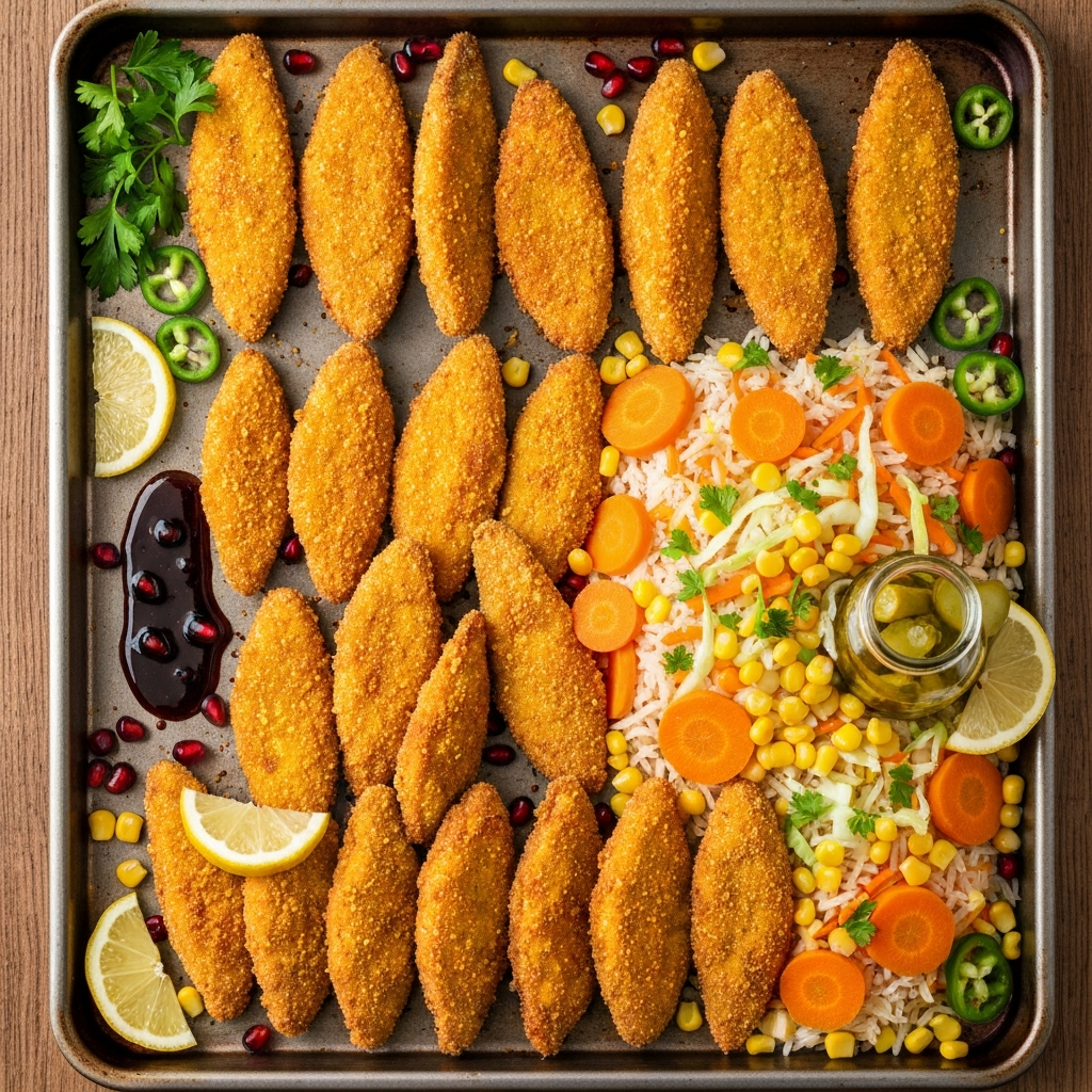 Fırında Çıtır Hamsi ve Sebzeli Pirinç Pilavı