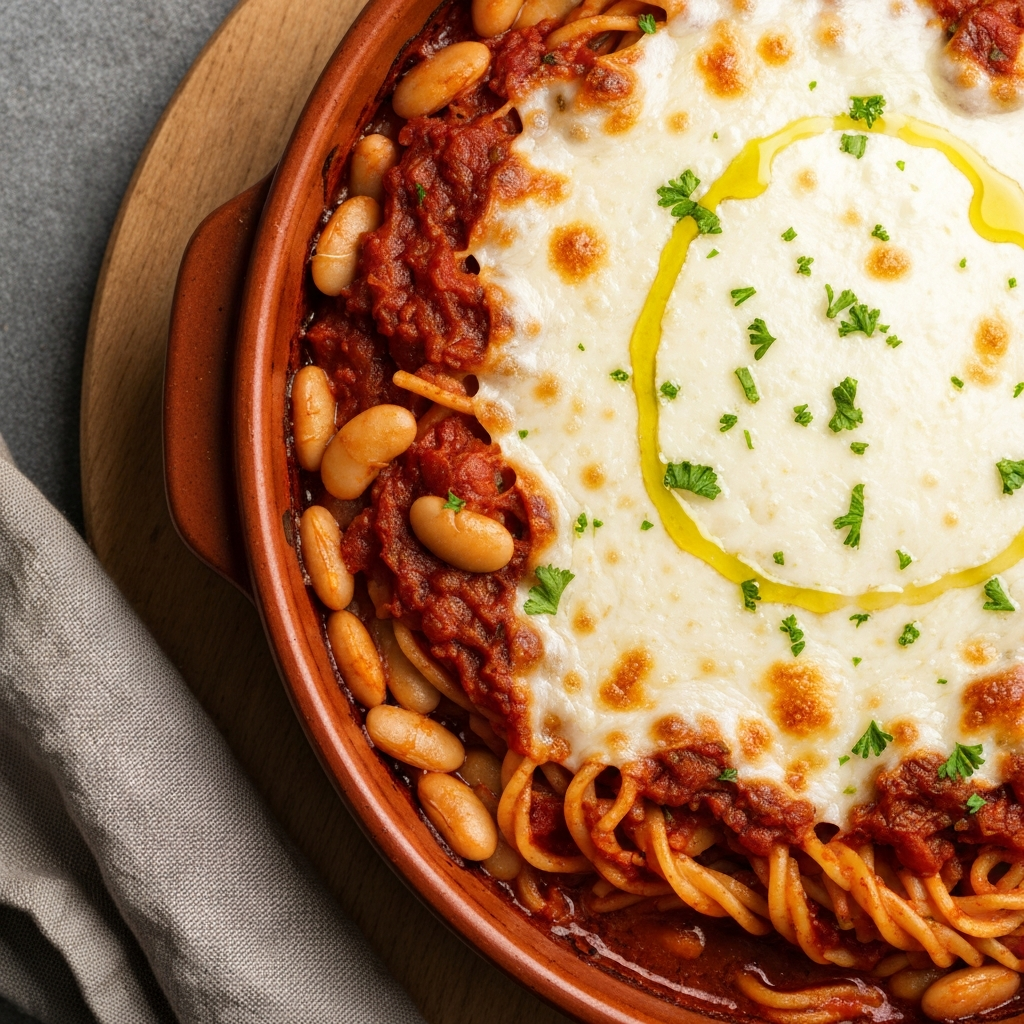 Makarna Soslu Kuru Fasulye Güveç