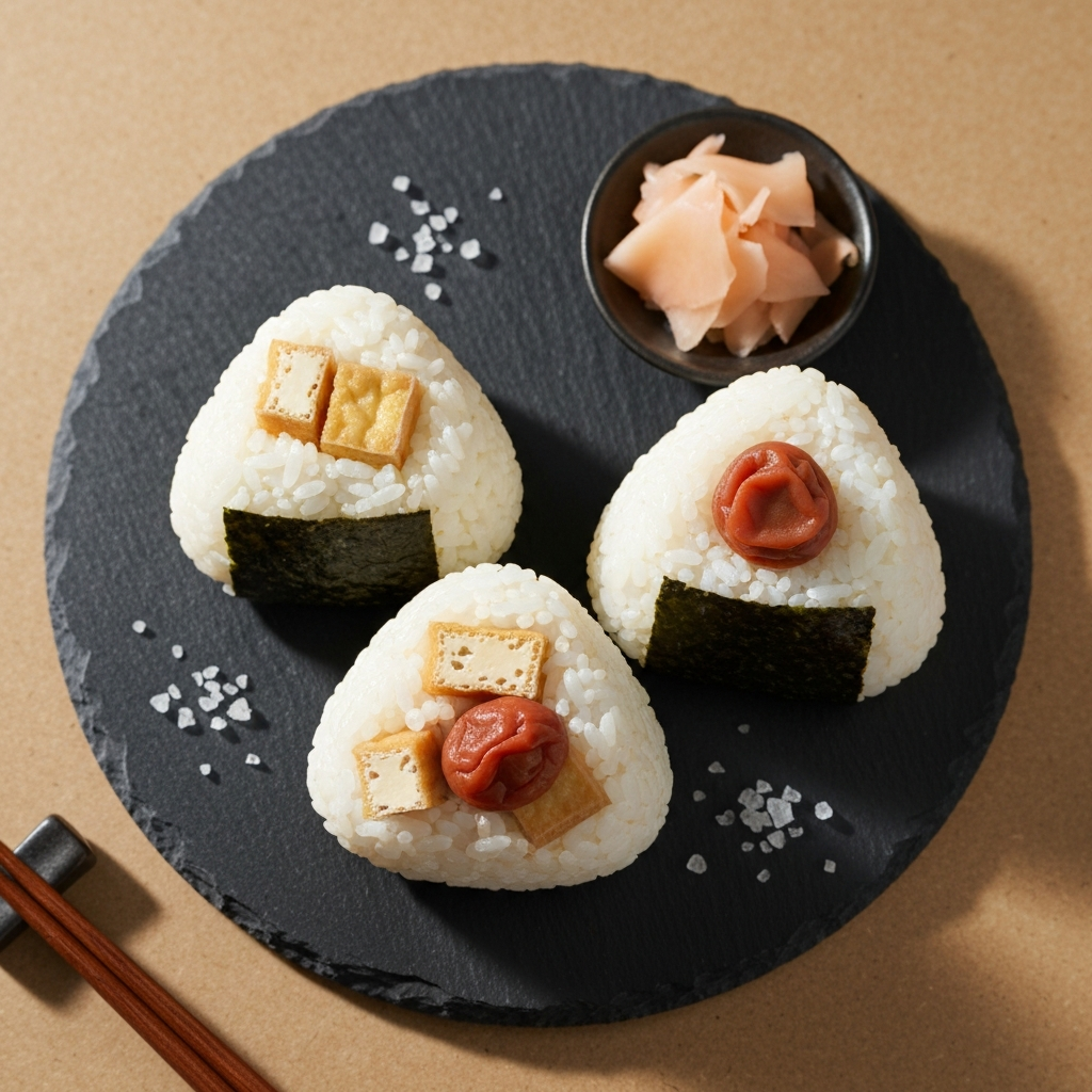 Umeboshi ve Kızarmış Tofu Onigiri