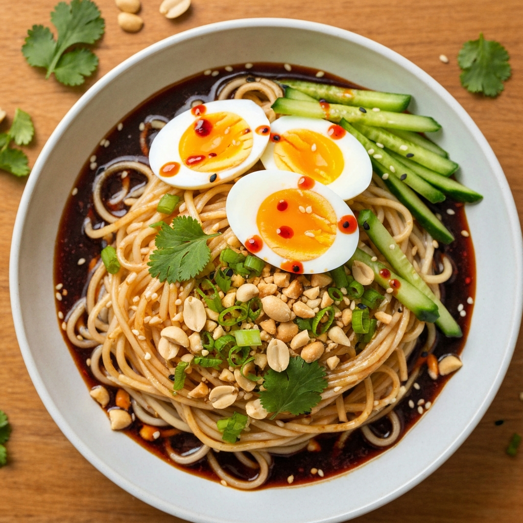 Sichuan Usulü Yumurtalı Soğuk Erişte