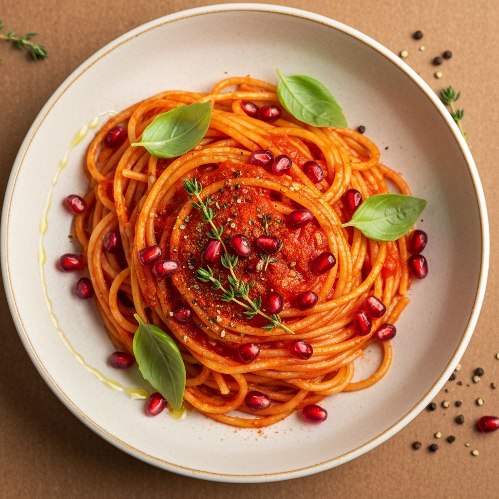 Nar ve Domates Soslu Spagetti