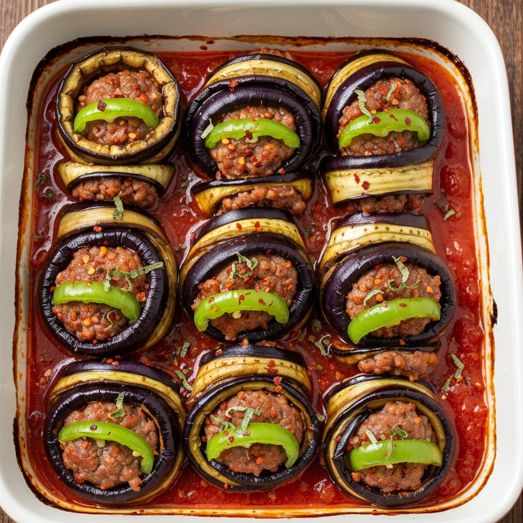 Geleneksel Kıymalı Patlıcan Sarma