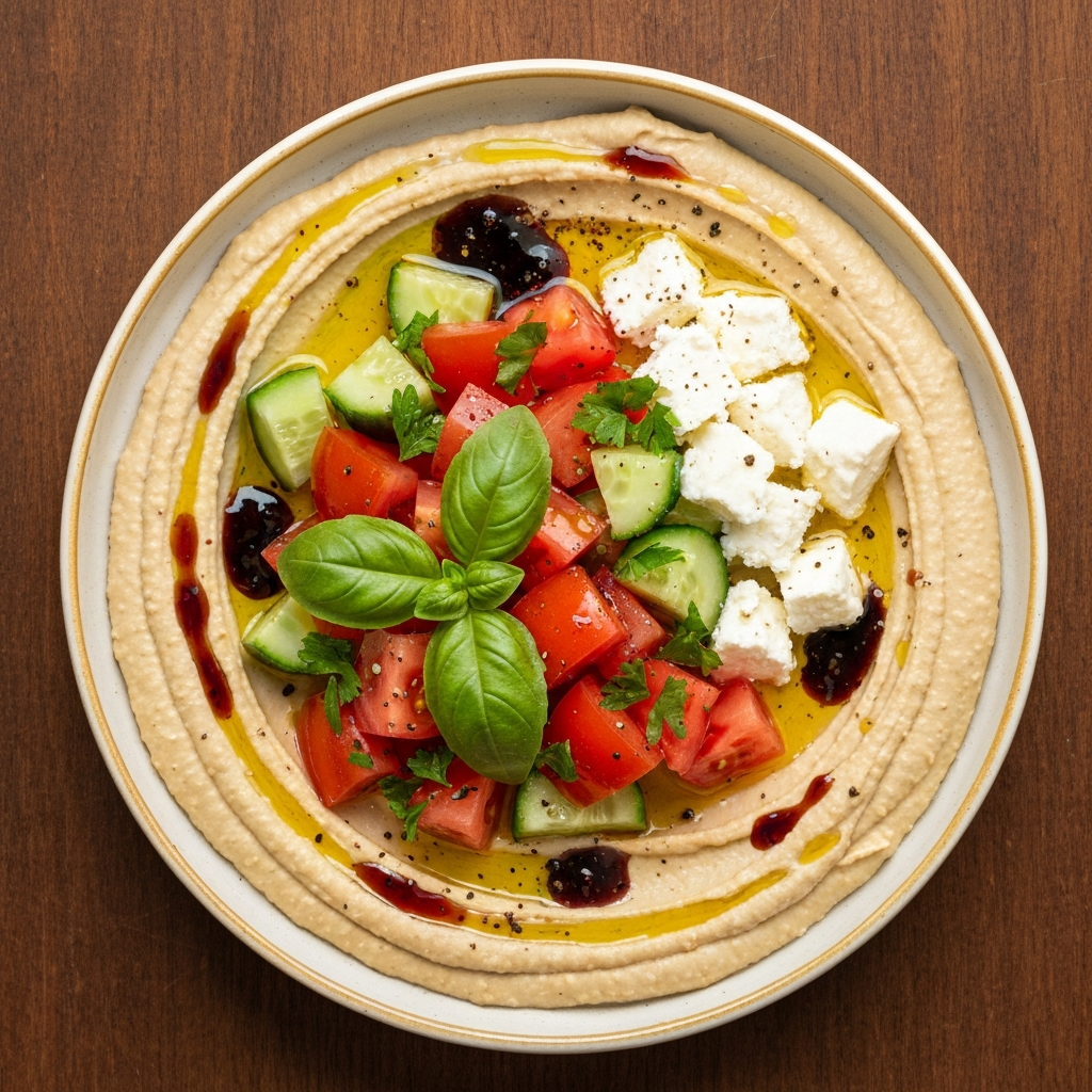 Humuslu ve Peynirli Yaz Salatası