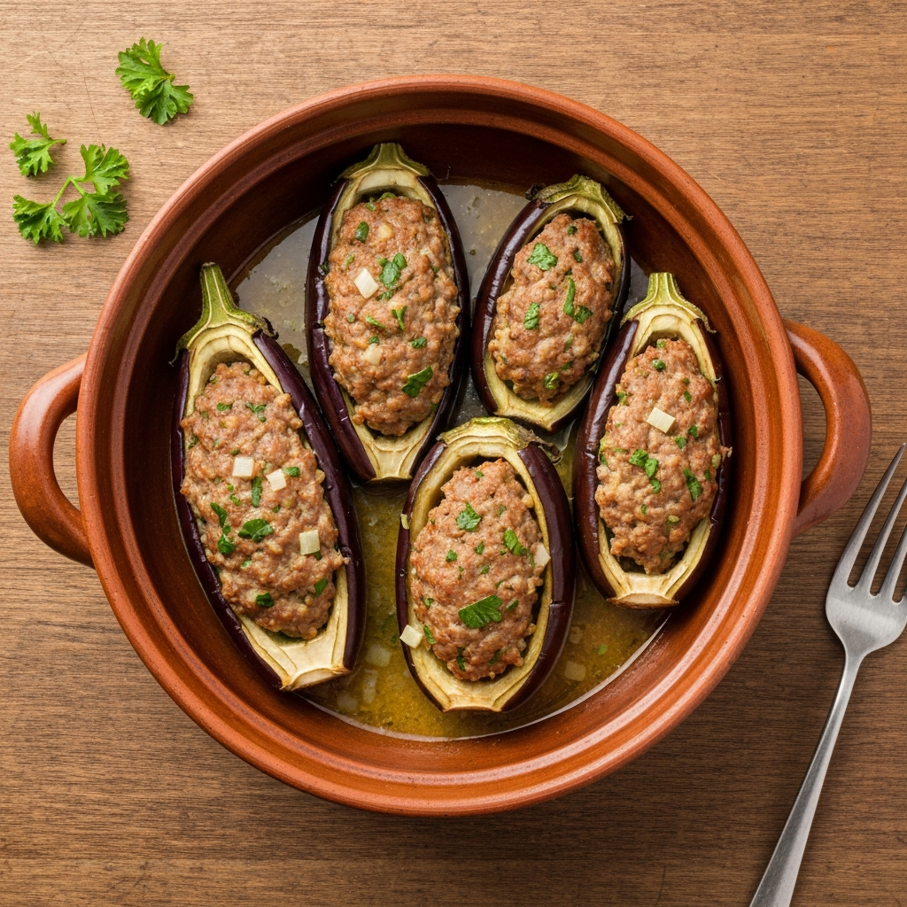 Anadolu Usulü Köfteli Patlıcan Bohçası (Kürdan Kebabı)