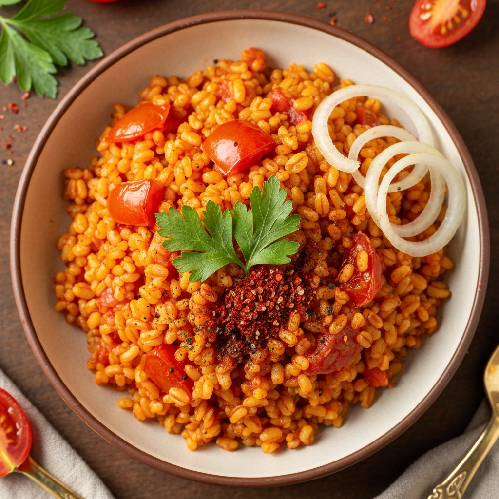 Anadolu Usulü Domatesli Bulgur Pilavı