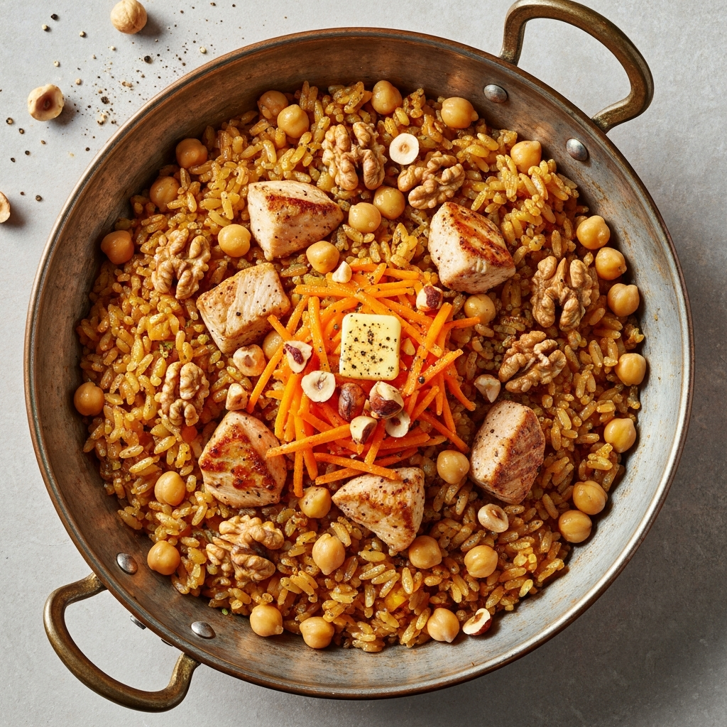 Tavuklu ve Cevizli Firik Pilavı