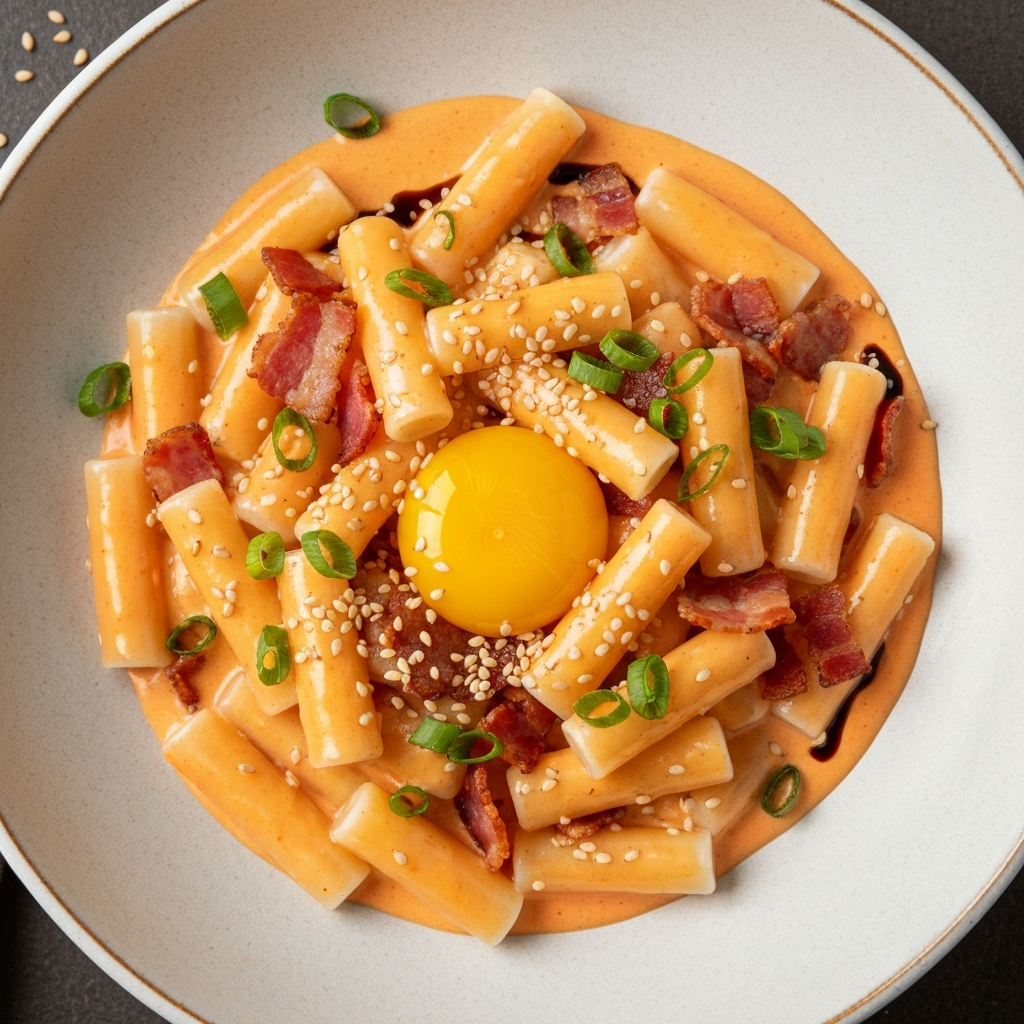 Spicy Carbonara Tteokbokki
