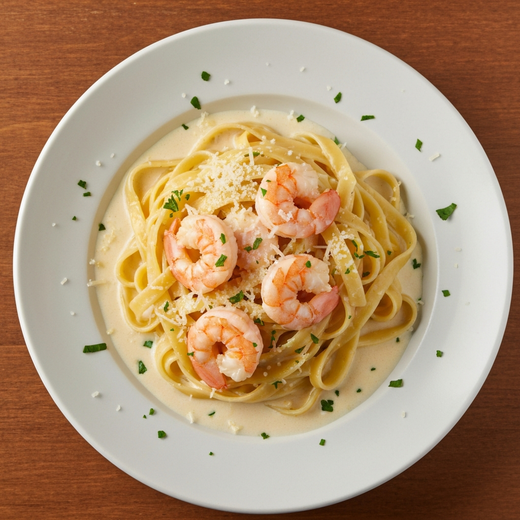 Kremalı Sarımsaklı Karidesli Fettuccine