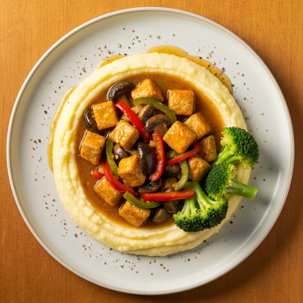 Patates Püresi Eşliğinde Sebzeli Tavuk Sote