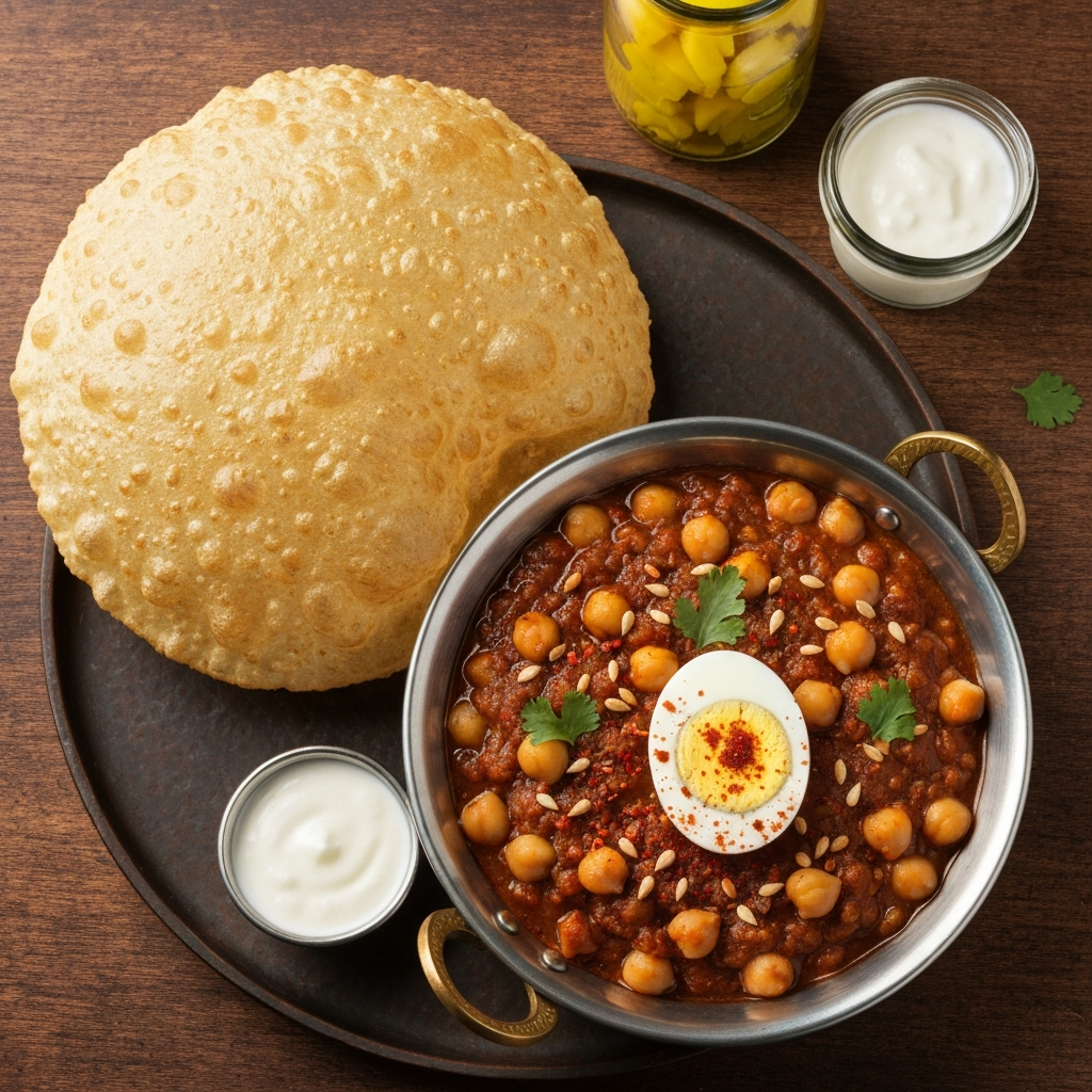 Yumurtalı Chole Bhature