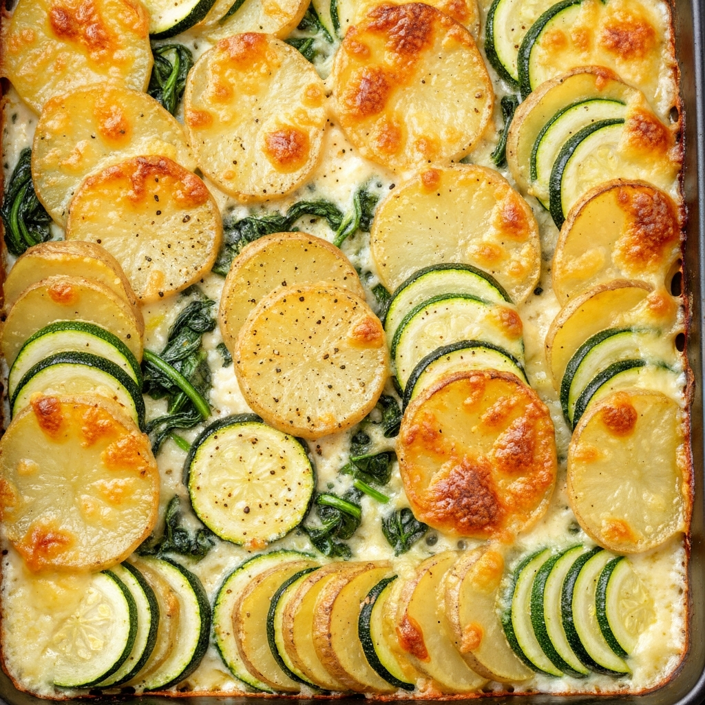 Kremalı Patates ve Kabaklı Sebze Graten
