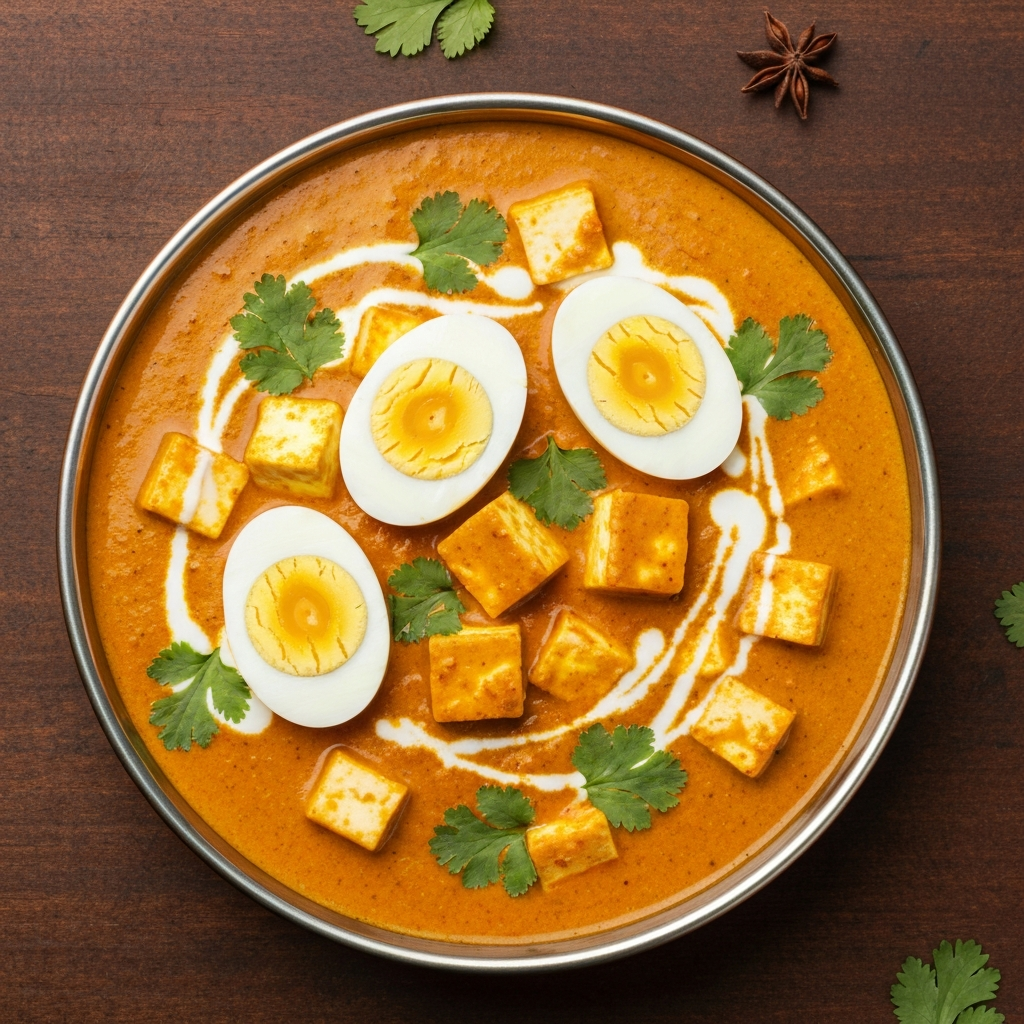 Kaju Kremalı Shahi Paneer ve Haşlanmış Yumurta