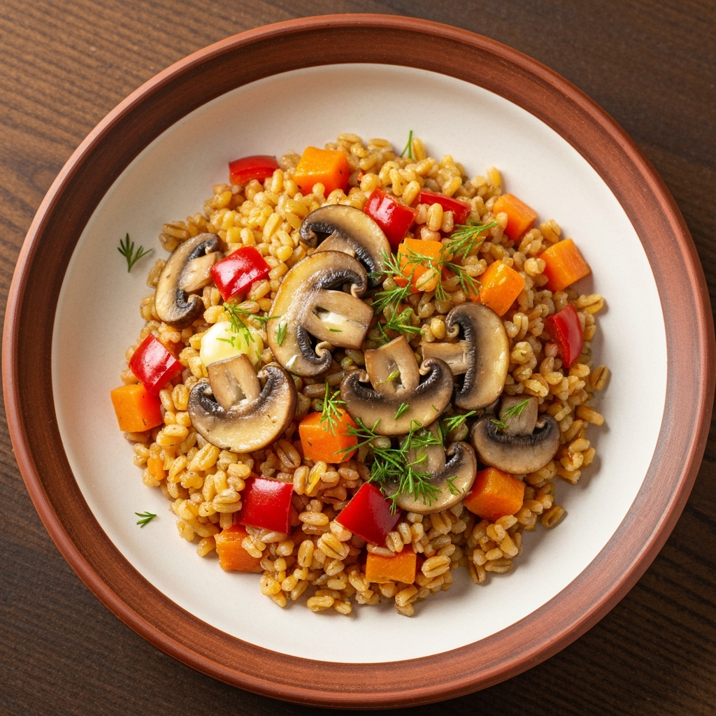 Mantarlı Sebzeli Bulgur Pilavı