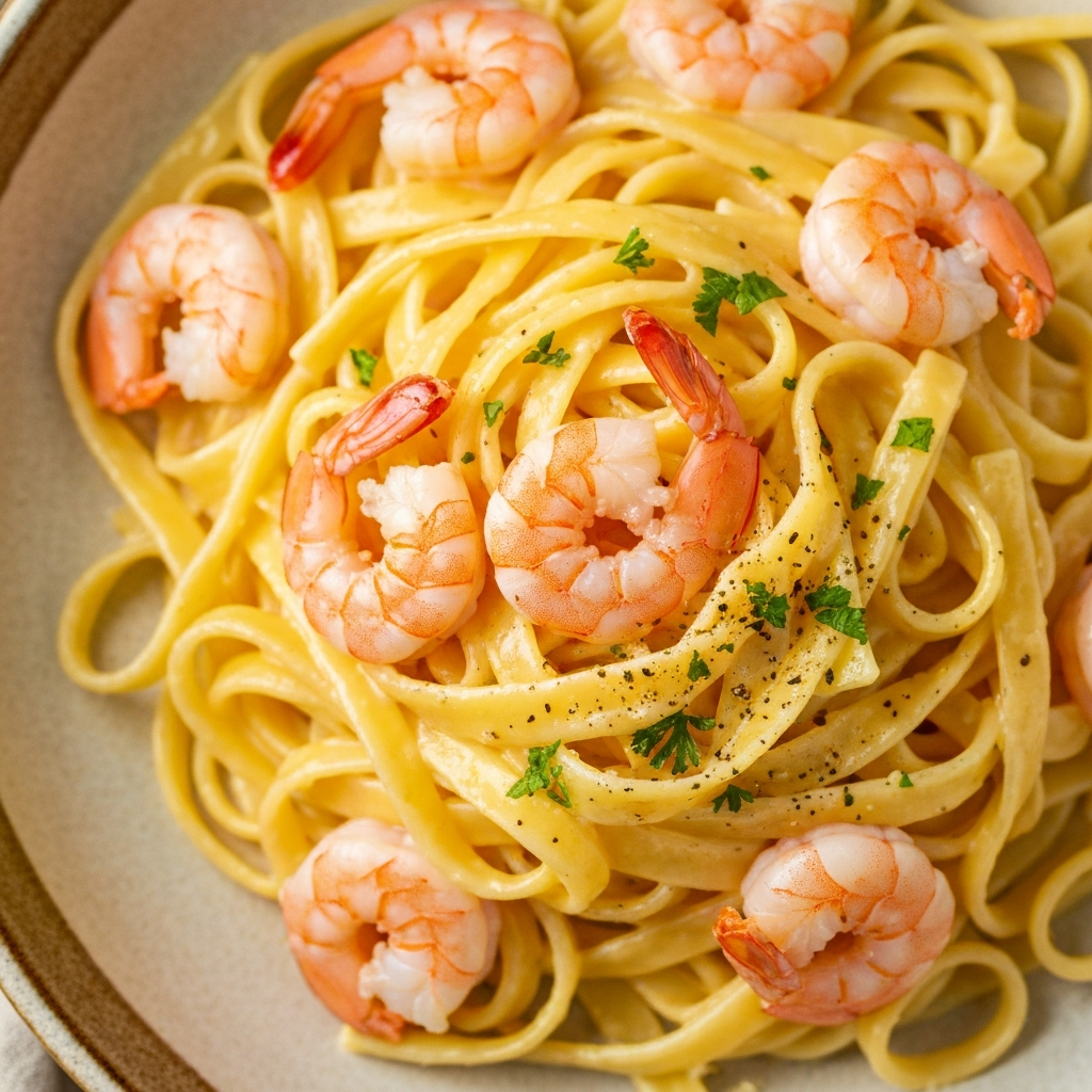Anne Usulü Karidesli Fettuccine Alfredo