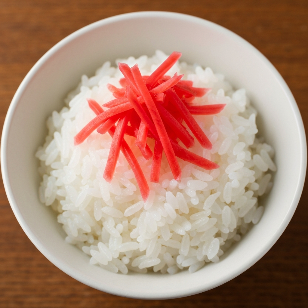 Beni Shoga Eşliğinde Japon Usulü Gohan