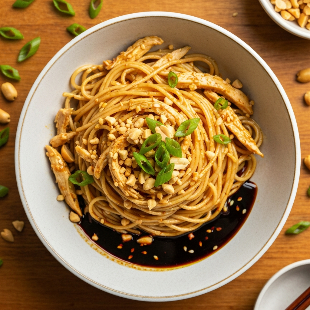 Sichuan Usulü Soğuk Tavuklu Erişte