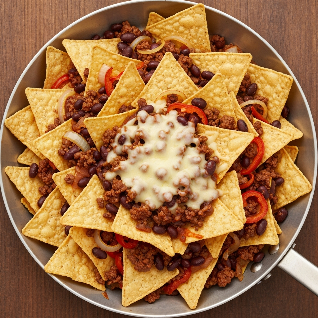 Kıymalı ve Fasulyeli Over the Top Nachos