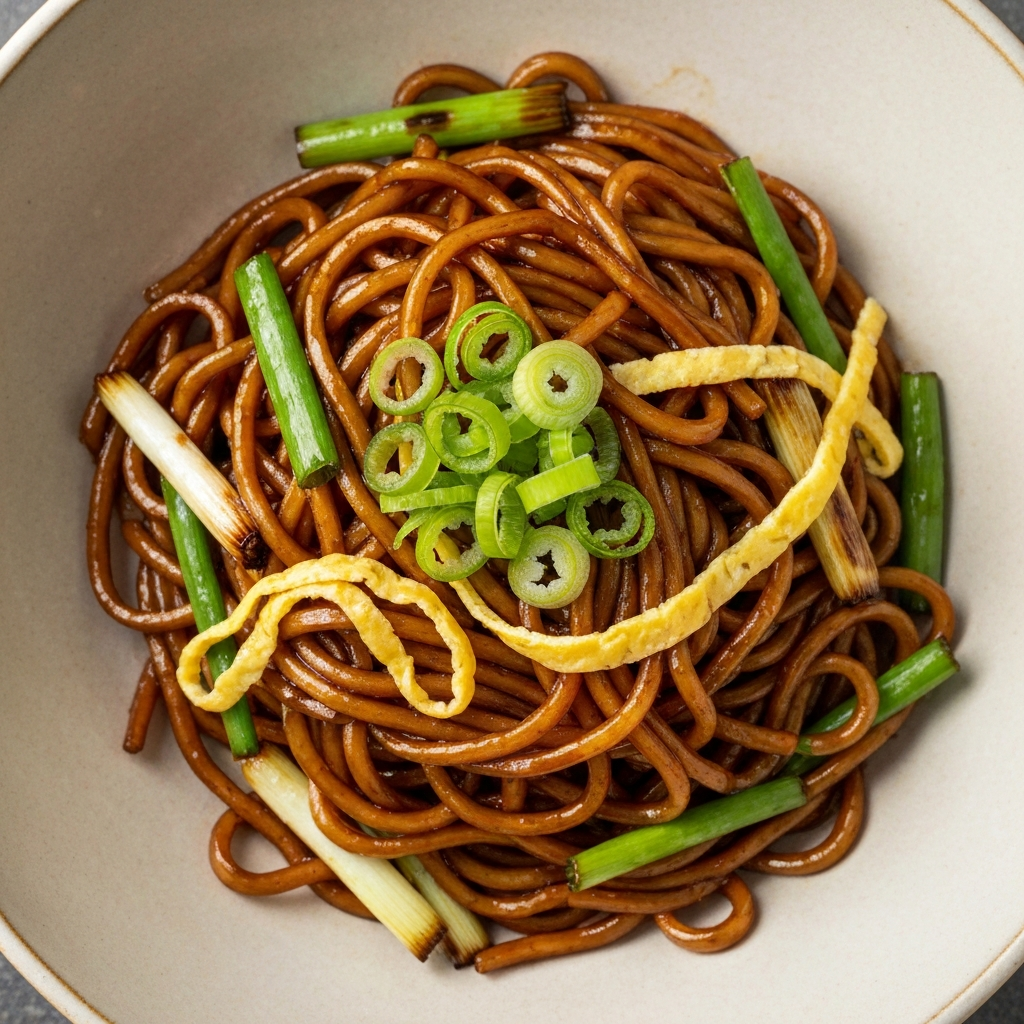 Taze Soğanlı ve Yumurtalı Noodle