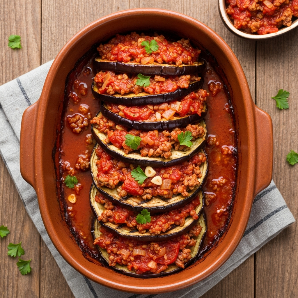 Anadolu Usulü Fırında Patlıcan Kebabı