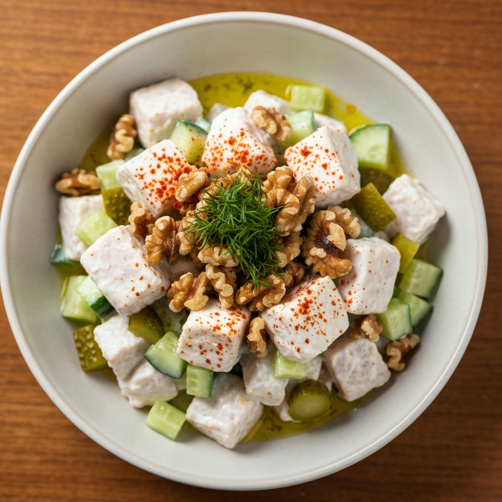 Cevizli ve Yoğurtlu Tavuk Salatası