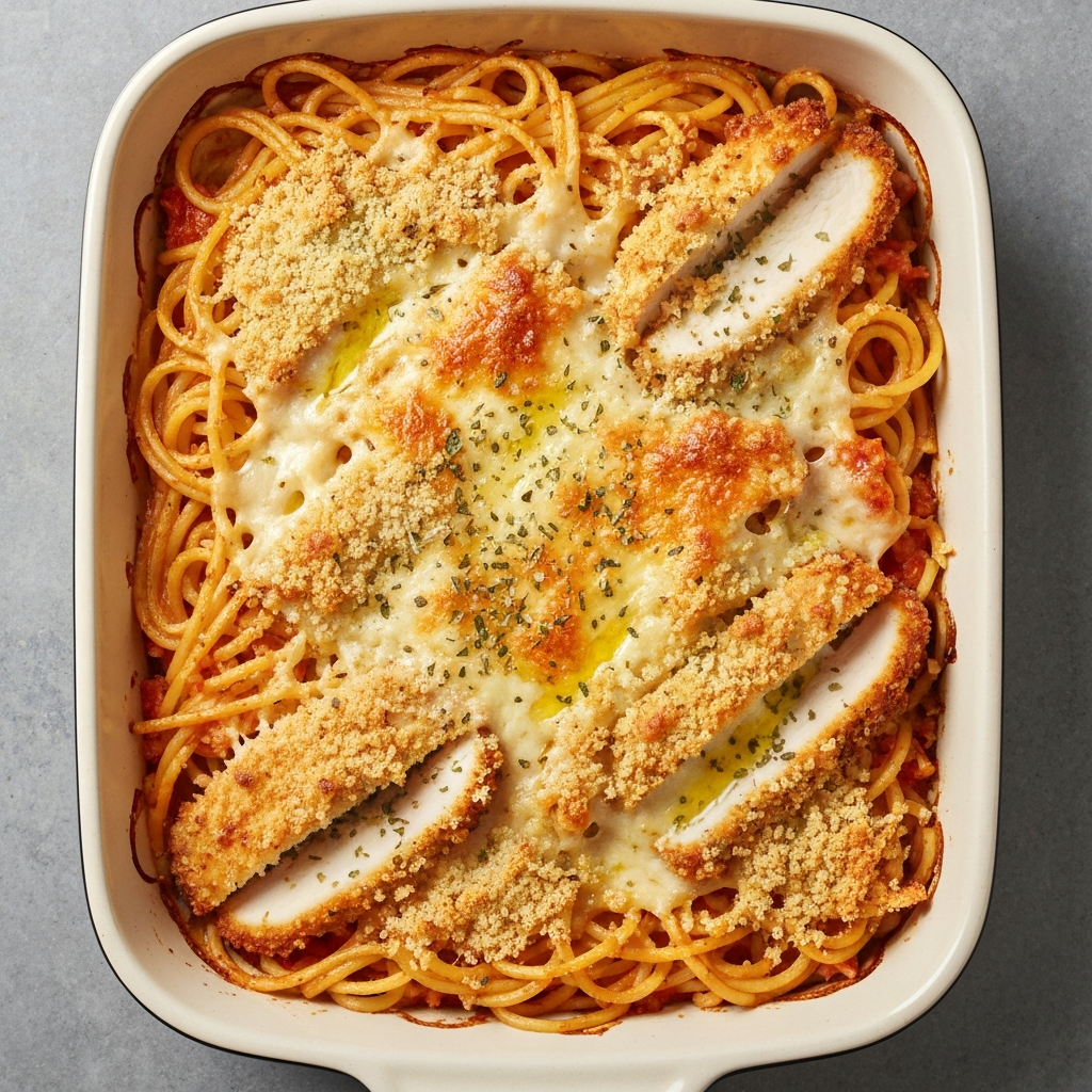 Tavuklu ve Peynirli Fırın Spagetti