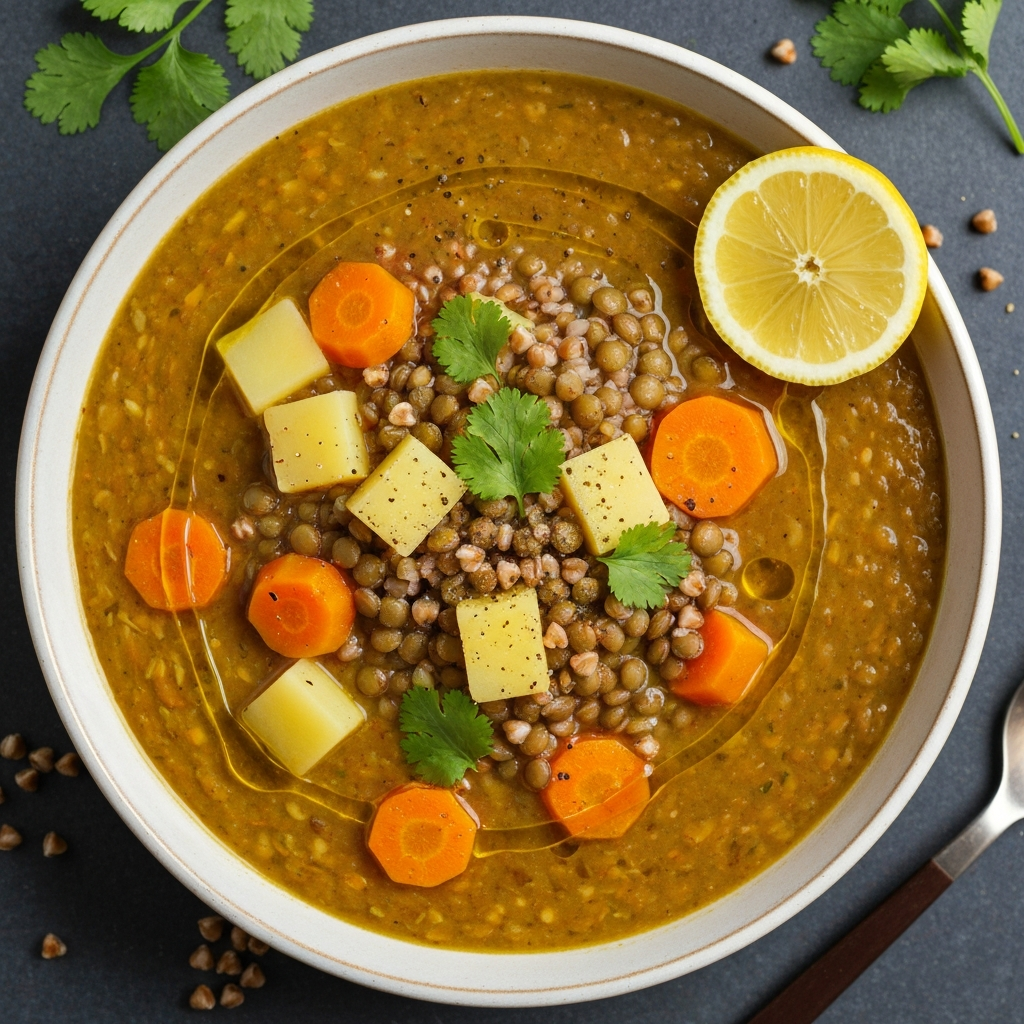 Karabuğdaylı ve Sebzeli Mercimek Çorbası