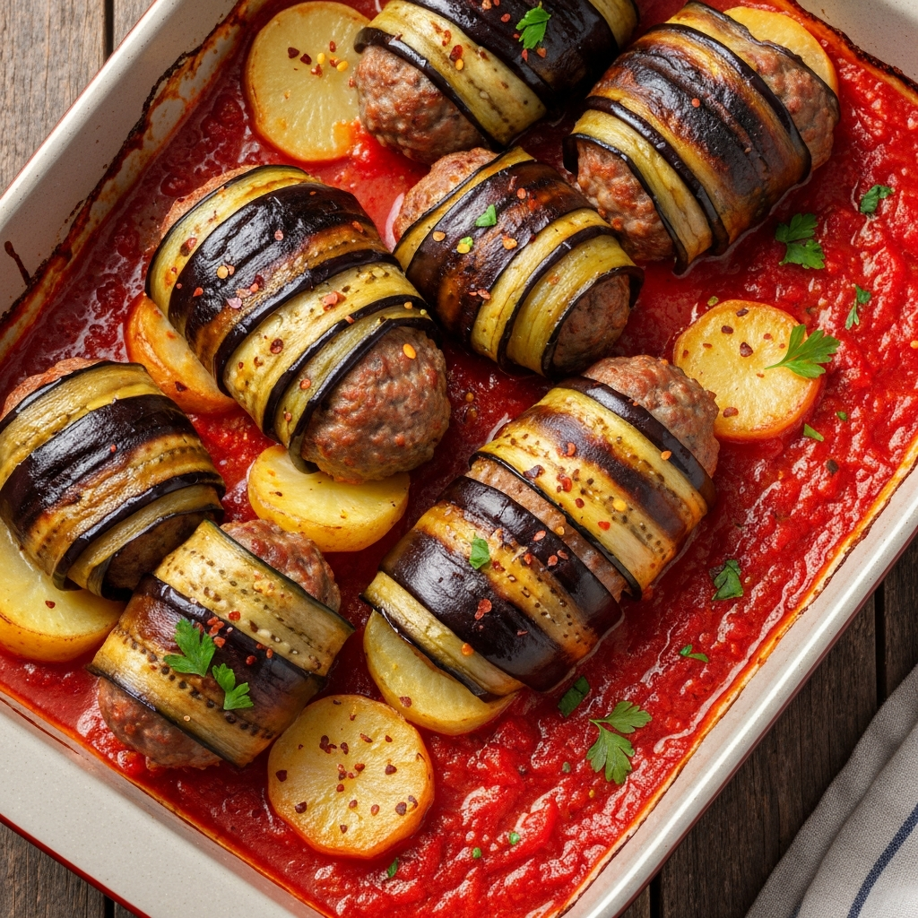 Köfteli Patlıcan Sarma Ve Patates Köfte