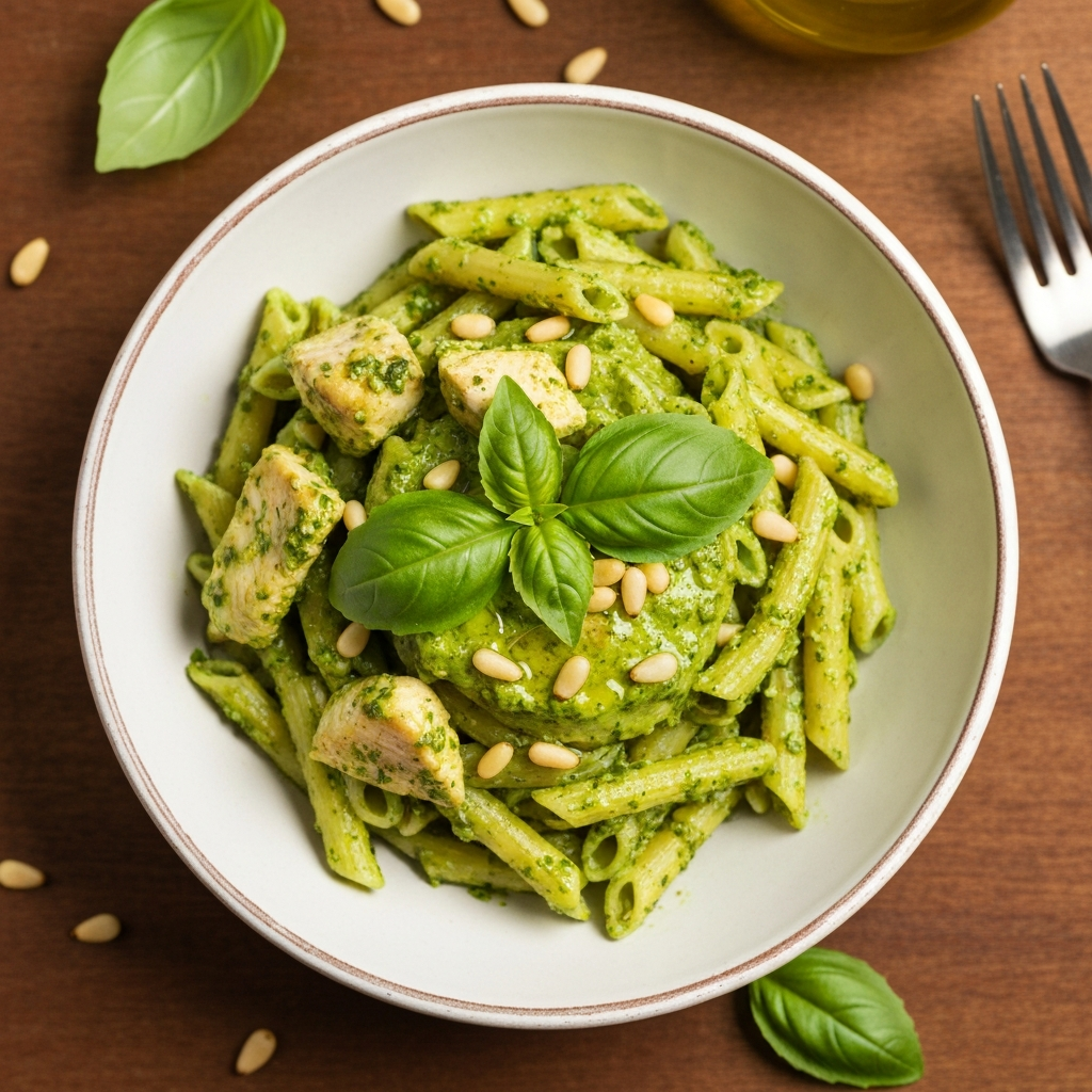 Anne Usulü Pesto Soslu Tavuklu Makarna