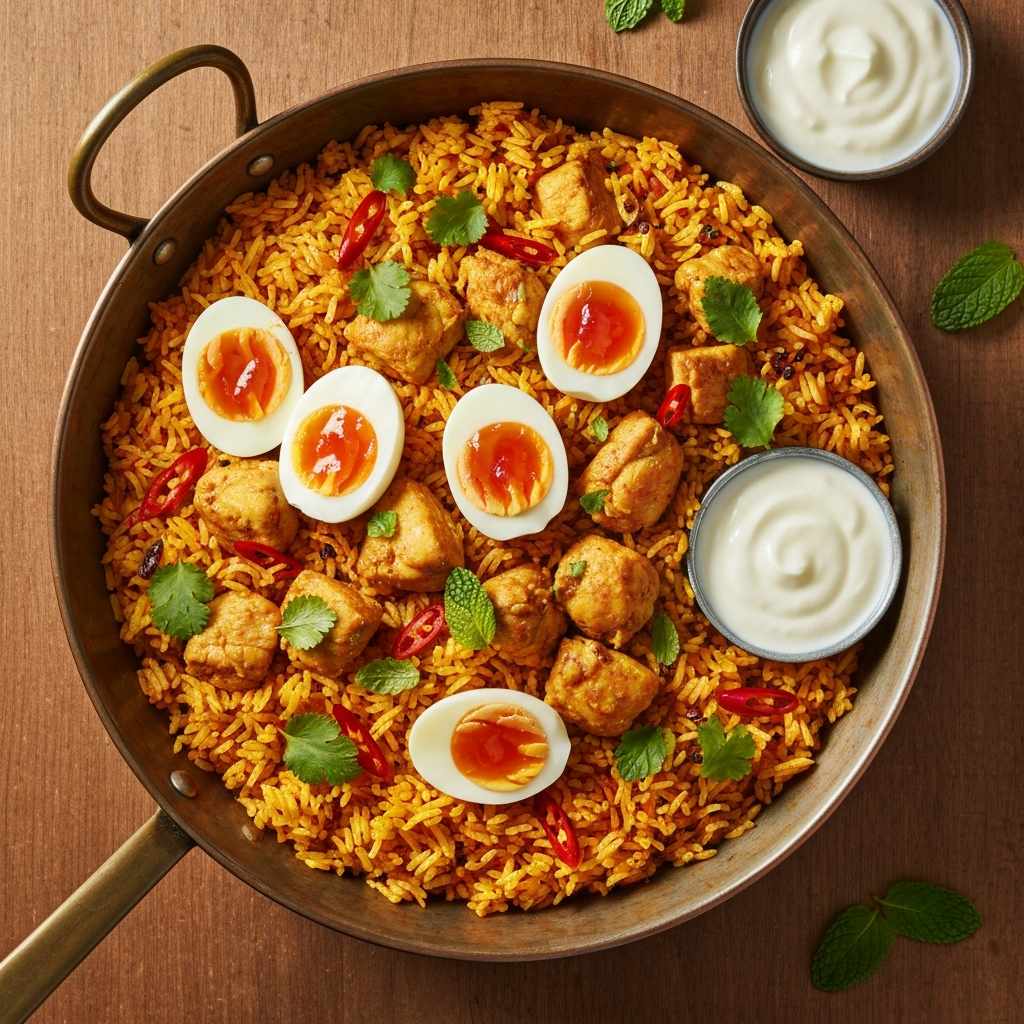 Yumurtalı Tavuklu Basmati Biryani