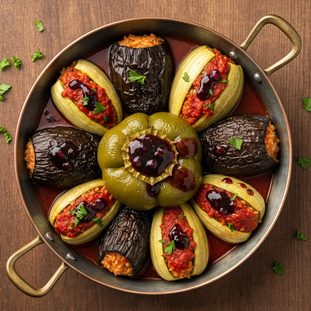Geleneksel Kuru Patlıcan, Biber ve Kabak Dolması
