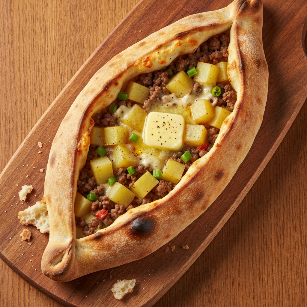 Kıymalı ve Peynirli Geleneksel Pide