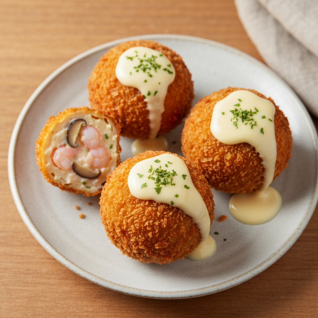 Karidesli ve Shiitake Mantarlı Kremalı Korokke